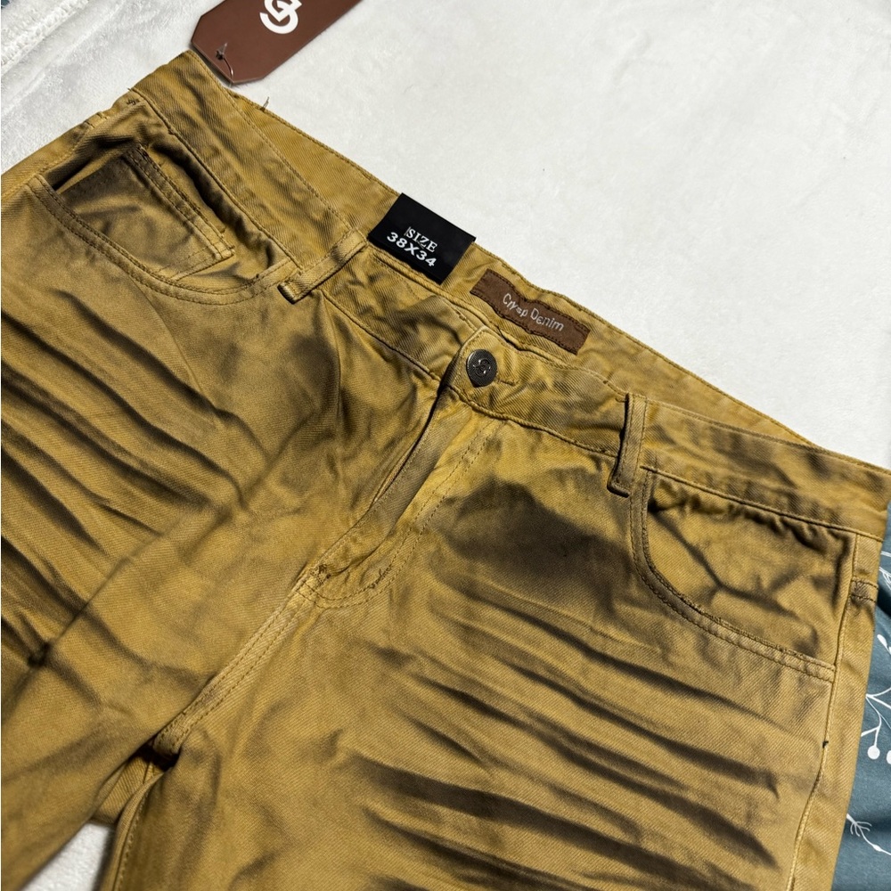 Crysp denim Men's Slim Straight Jeans in Tan - Picture 11 of 15